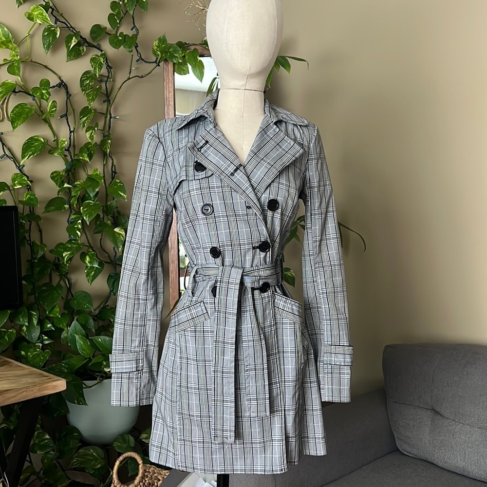 Plaid Trench Coat